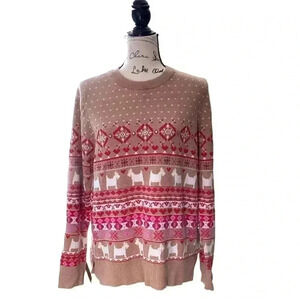 Dog Lovers Sweater Jumper asize XL Charter Club Women's Tan and Pink